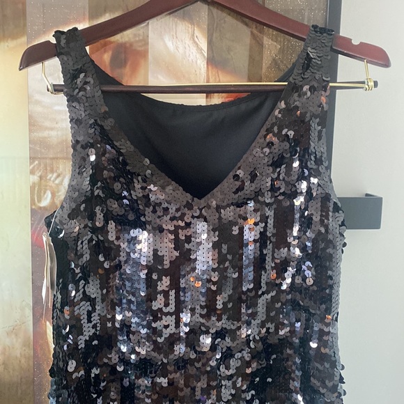 Banana Republic Black Sequins Clubbing Sheath Mini Dress Dress - 6P - Picture 5 of 9